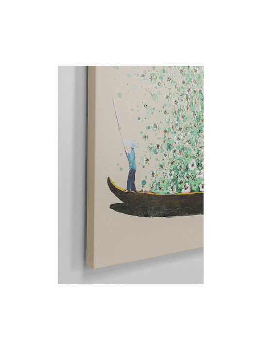Canvas Picture Flower Boat Beige Green 40x50cm