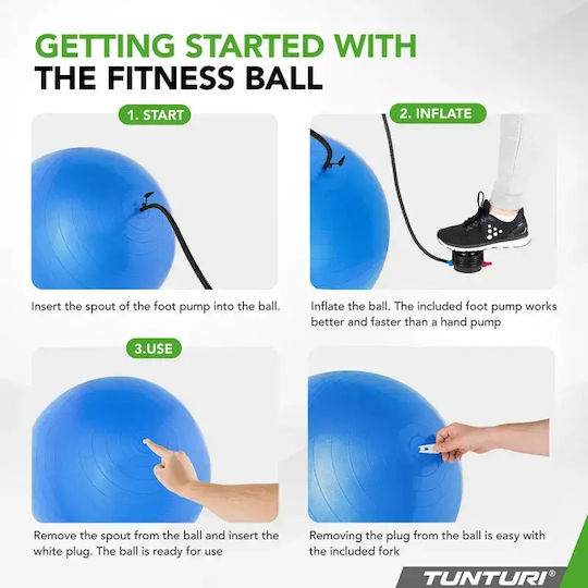 Tunturi Ball Pilates 65cm , 1kg in Blue Color