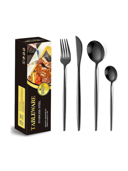 Alista Home Set de Tacâmuri Inoxidabile Negre 24 Bucăți