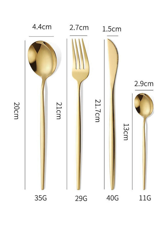 Alista Home Set de Tacâmuri Inoxidabile Aurii 24 Bucăți