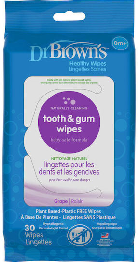 Dr. Brown's Tooth & Gum Wipes 30 Pieces Hypoallergenic Baby Wipes Parabens Free 30 Pieces