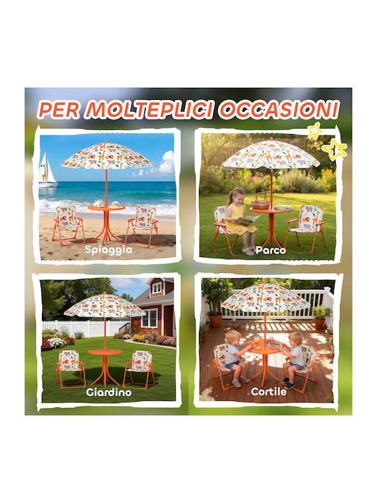 Kids Table Set with Chairs Made of Orange Plastic Aiyaplay