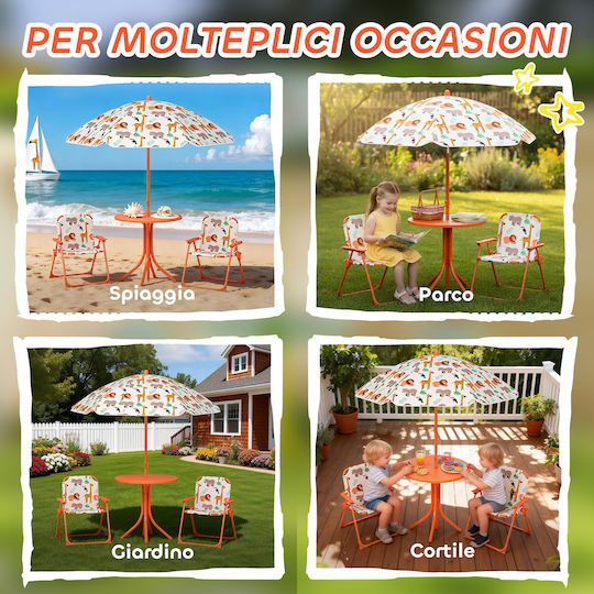 Set Masă pentru Copii cu Scaune din Plastic Portocaliu Aiyaplay