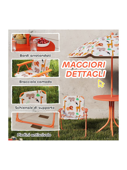 Kids Table Set with Chairs Made of Orange Plastic Aiyaplay