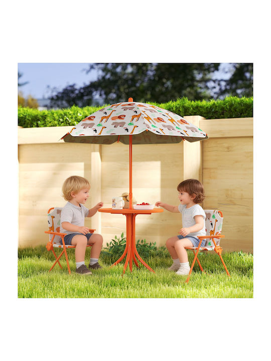 Kids Table Set with Chairs Made of Orange Plastic Aiyaplay