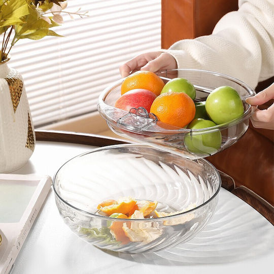 Alista Home Serving Bowl Round Plastic Transparent with Diameter 22.4cm