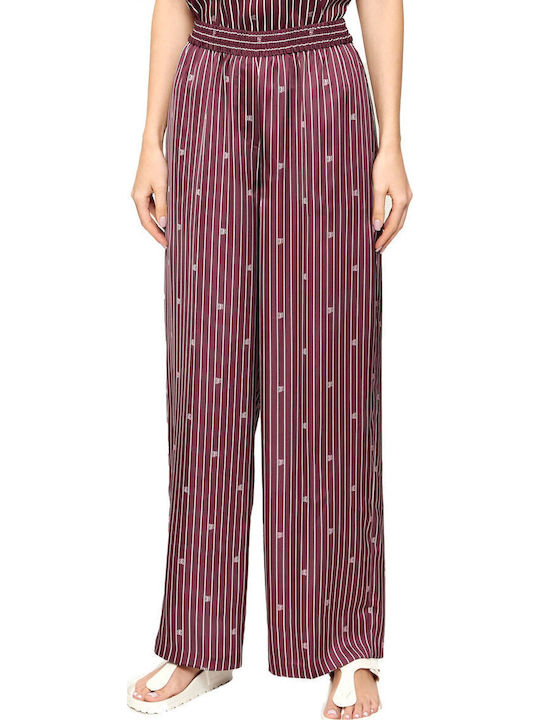 Women's Fabric Trousers Striped Bordeaux