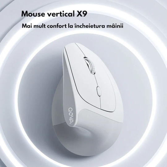 Qova Ασύρματο Εργονομικό Bluetooth Vertical Ποντίκι Λευκό