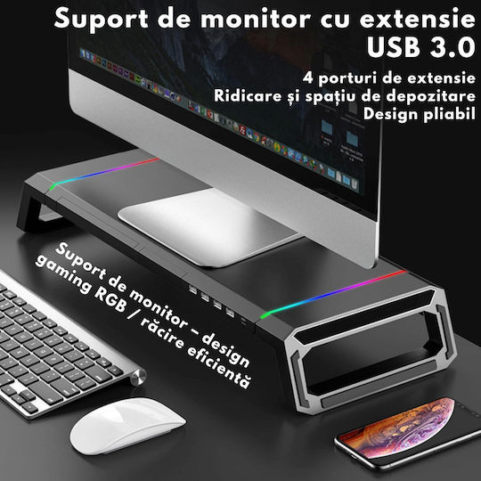 Newstar Suport Monitor de Birou 4 Porturi USB