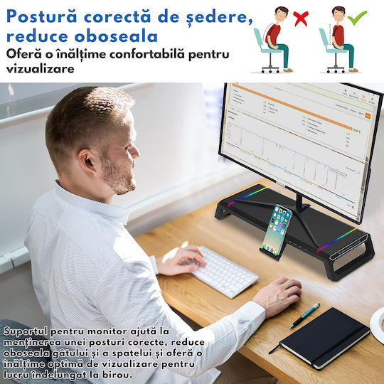 Newstar Suport Monitor de Birou 4 Porturi USB
