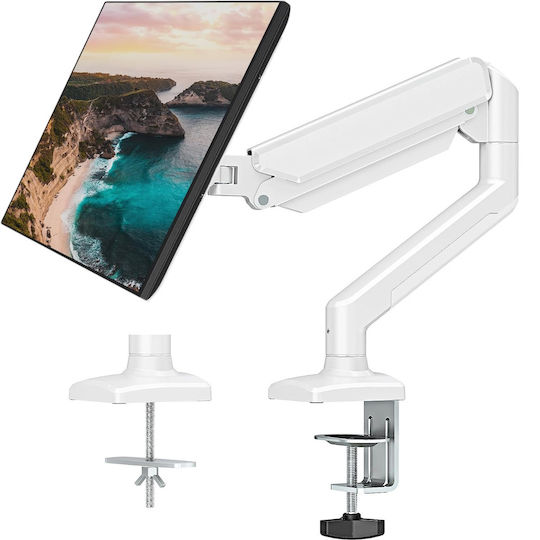 Bază de Birou pentru Monitor până la 32" cu Braț Albă