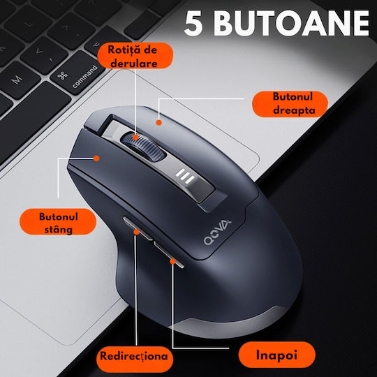 Qova Безжичен Ергономичен Bluetooth Тъчпад Черен