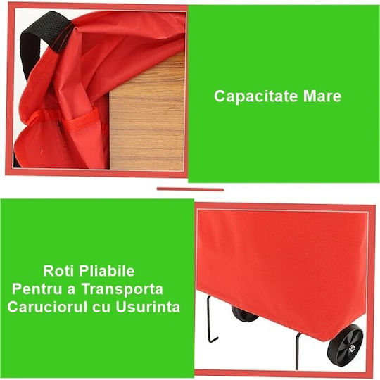 Căruț de Piață Pliabil din Plastic Roșu 39x46x12cm