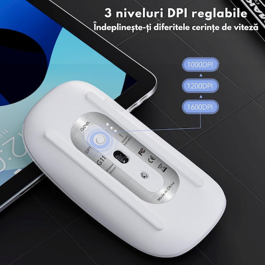 Qova Kabelloses Ergonomisches Bluetooth Mäuse Weiß