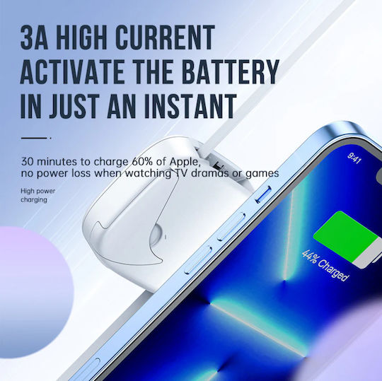 VFAN Retractable USB to Type-C / Lightning / micro USB Cable 3A White 1m