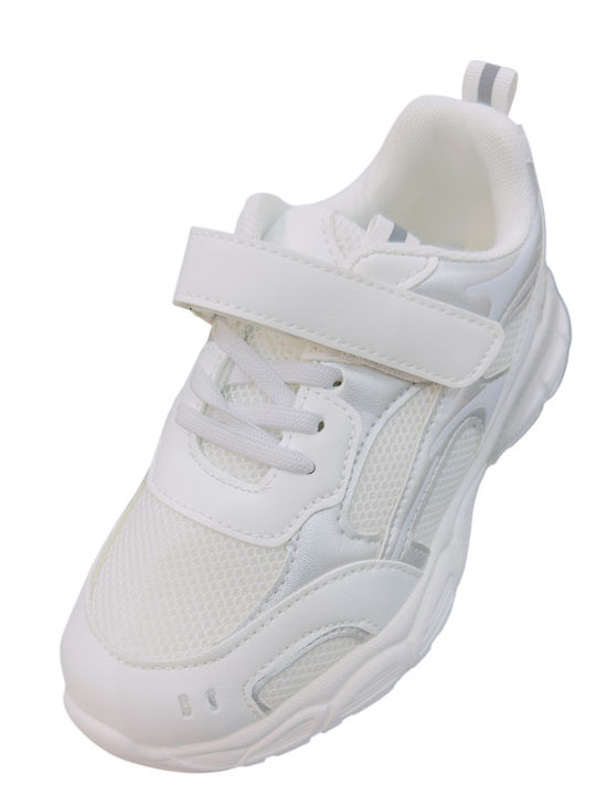 Kids Sneakers with Hoop & Loop Closure White