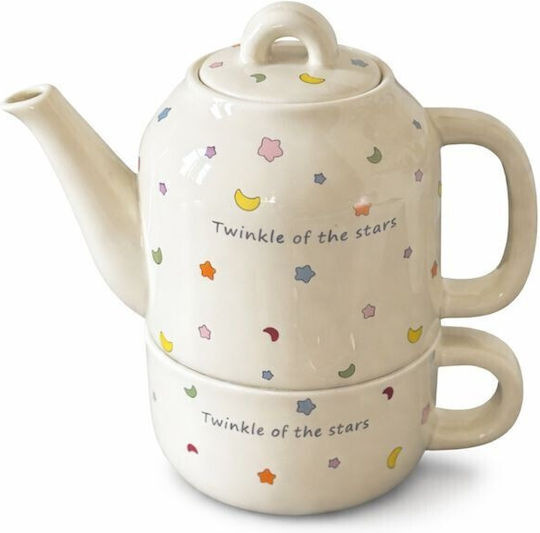 Alista Home Ceainic cu Cană Ceramică Albă 300ml