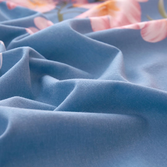 4 Seasons Collection Flannel Duvet Cover Set Super King 220x240cm 2 Pillowcases & 1 Bed Sheet Pink Blue