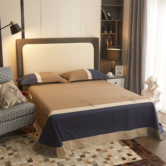 4 Seasons Collection Подредба Плик За Завивка Фланелен Двойно Спално 220x240см 2 Калъфки За Възглавници И 1 Чаршаф Син Кафяв