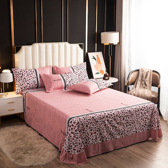 4 Seasons Collection Flannel Duvet Cover Set Super King 220x240cm 2 Pillowcases & 1 Bed Sheet Pink