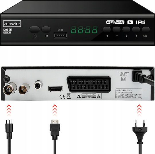 Tuner Satellite Decoder Dvb-t2 Hevc H.265 Full Hd Terrestrial Tv Usb Zenwire Dvb-t2 001
