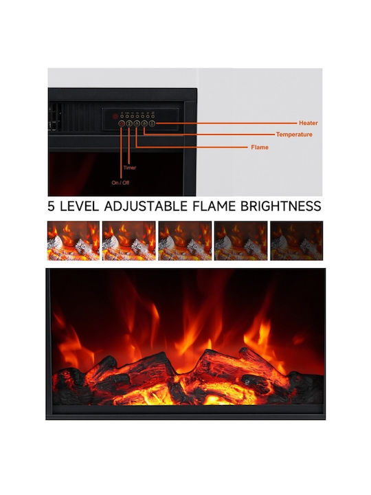 Hitense Floor Electric Fireplace 1350W 64.5x23.5cm White