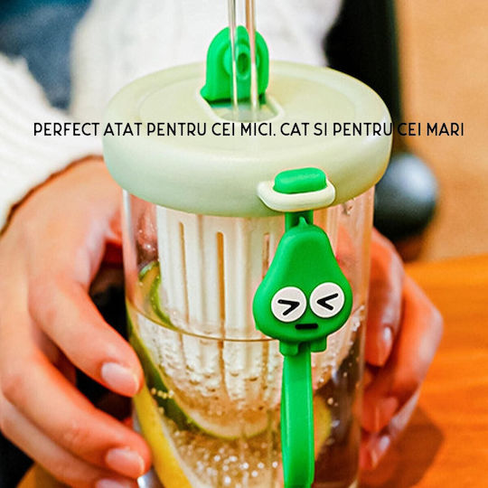 Alista Home Sticlă Pentru Copii Din Plastic Cu Pai Verde 500ml