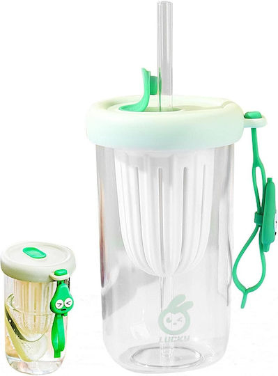 Alista Home Sticlă Pentru Copii Din Plastic Cu Pai Verde 500ml