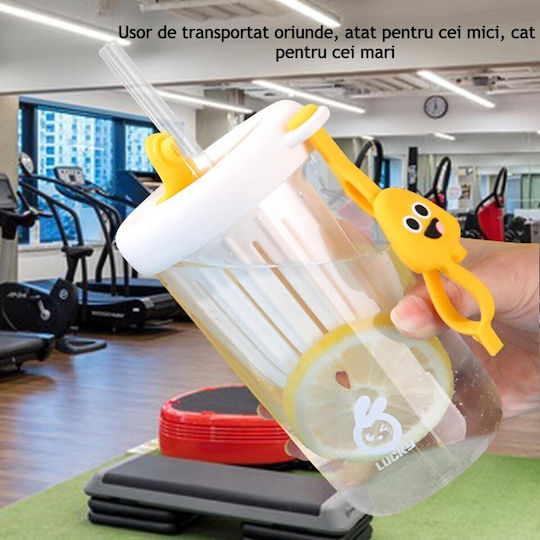 Alista Home Sticlă Pentru Copii Din Plastic Cu Pai Albă 500ml