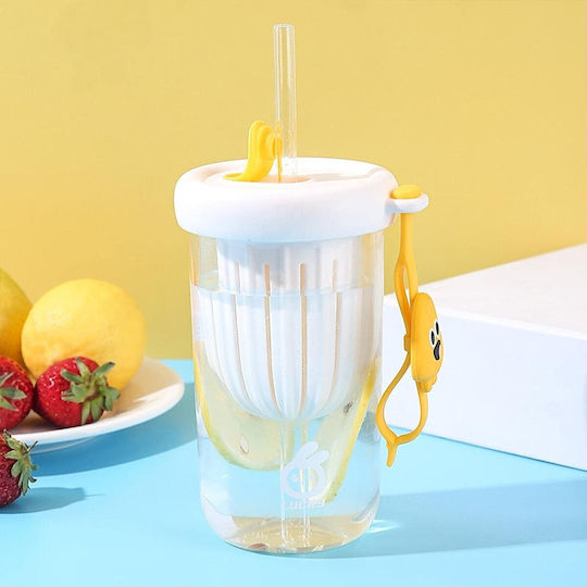 Alista Home Sticlă Pentru Copii Din Plastic Cu Pai Albă 500ml