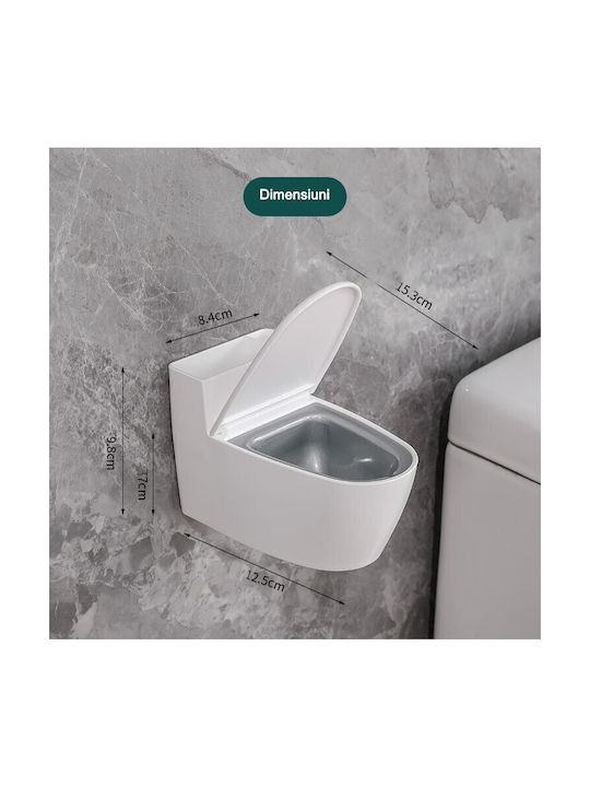 Cenușare Creativă Formă De Toaletă Capac Alb Material Oțel Inoxidabil Abs 12.5 X 9.8 X 8.4 Cm Fixare Adezivă Independentă Baie Cameră Bucătărie Balcon Alb