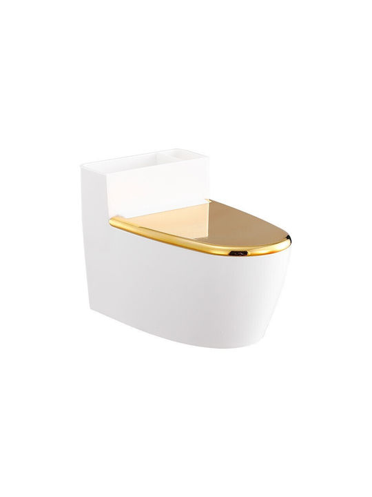 Cenușare Creativă Formă Toaletă Capac Auriu Material Oțel Inoxidabil Abs 12.5 X 9.8 X 8.4 Cm Adeziv Montare Independentă Baie Cameră Bucătărie Balcon Auriu