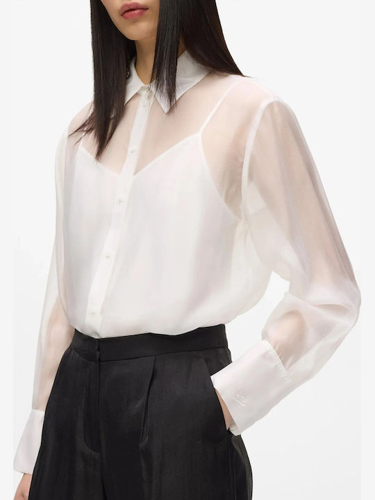 Long Sleeve Women's Shirt White Monochrome