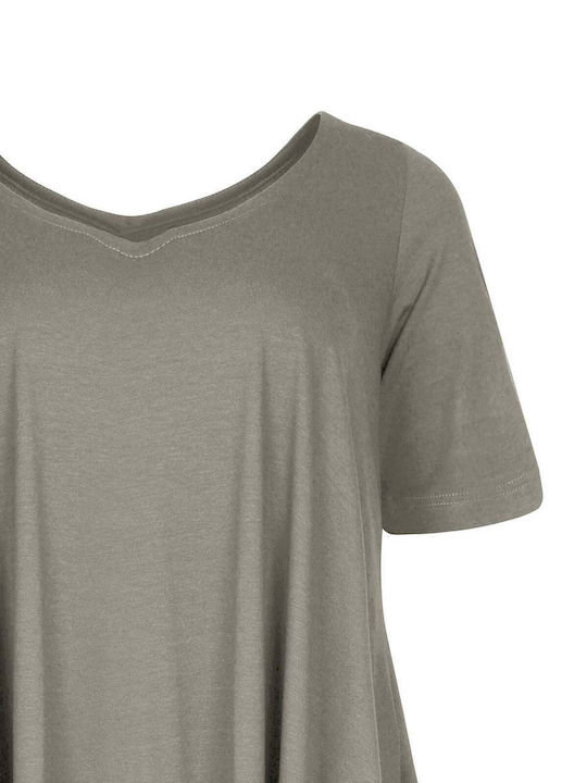 Women's Short Sleeve Blouse with V-Neckline Gray 0000.1506.C.NETTO-grey