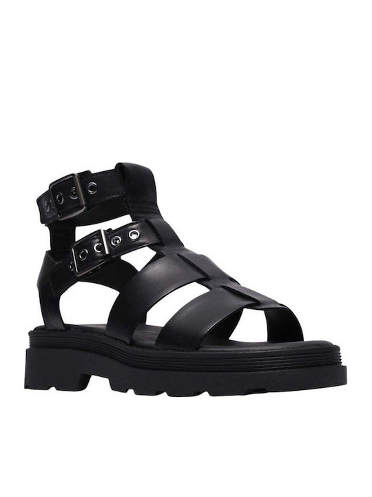 Cove Leder Damen Anatomisch Gladiator Sandalen Schwarz