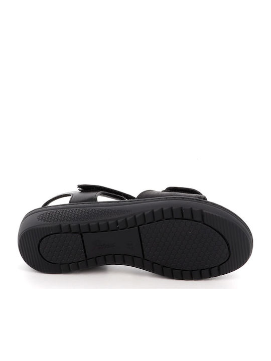 Damen Anatomisch Flache Sandalen Schwarz
