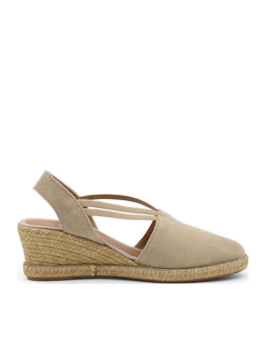 Leather Women's Espadrilles in Beige Color