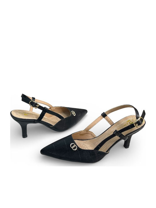 Heels Made of Patent Leather with High Heel Black