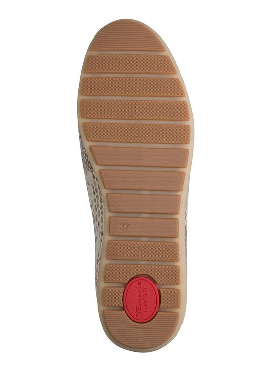 Leder Damen Mokassins in Beige Farbe