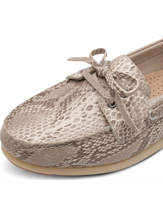 Leder Damen Mokassins in Beige Farbe