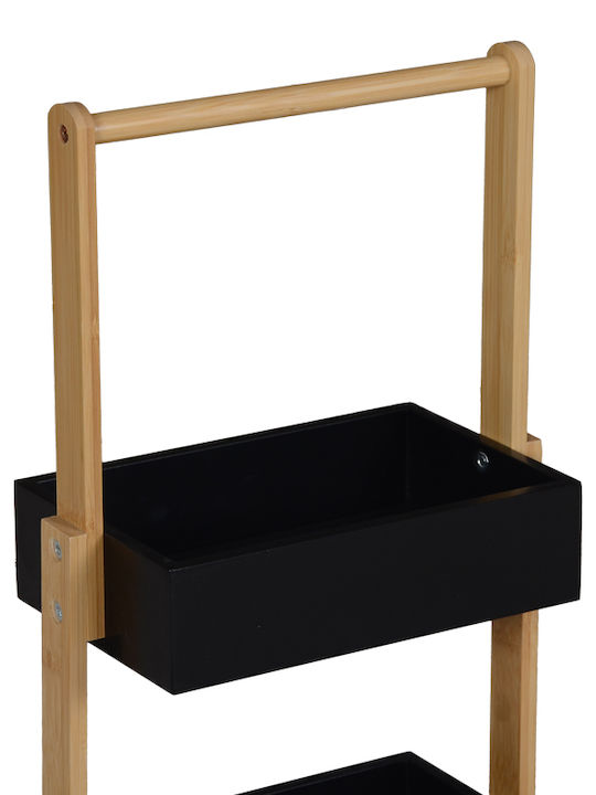 Pakketo Arvy Подова Рафиера За Баня Дървена 32x20x75.5cm Черна