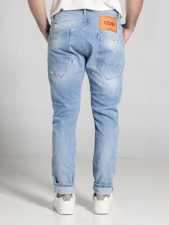 Men's Elastic Jeans Pants with Regular Fit Light Blue