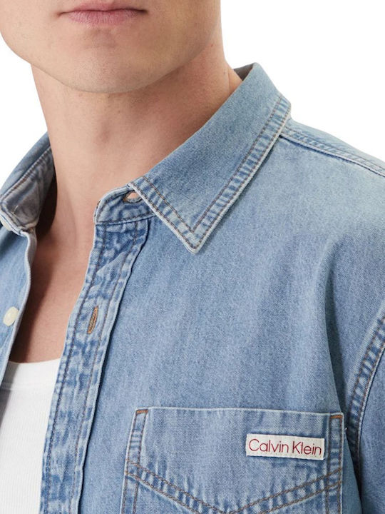Long Sleeve Denim Shirt Blue