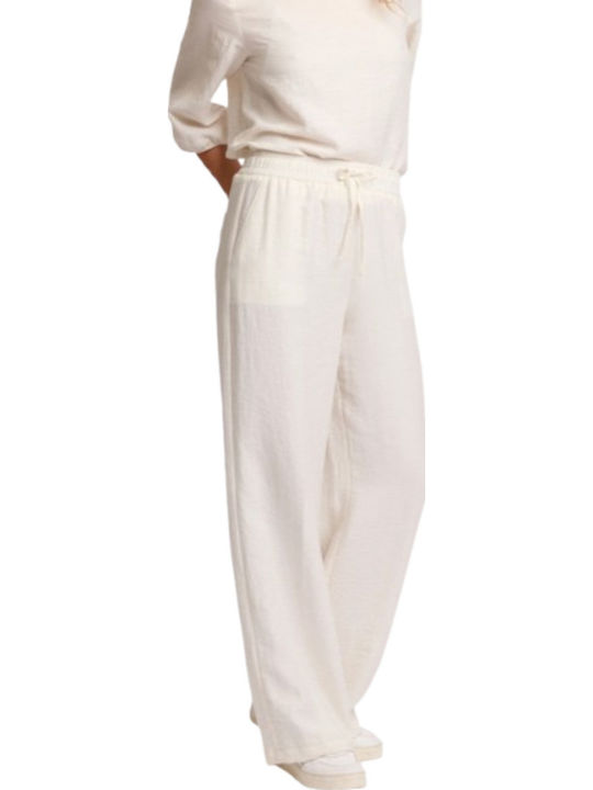 Women's Fabric Trousers Latte Panna
