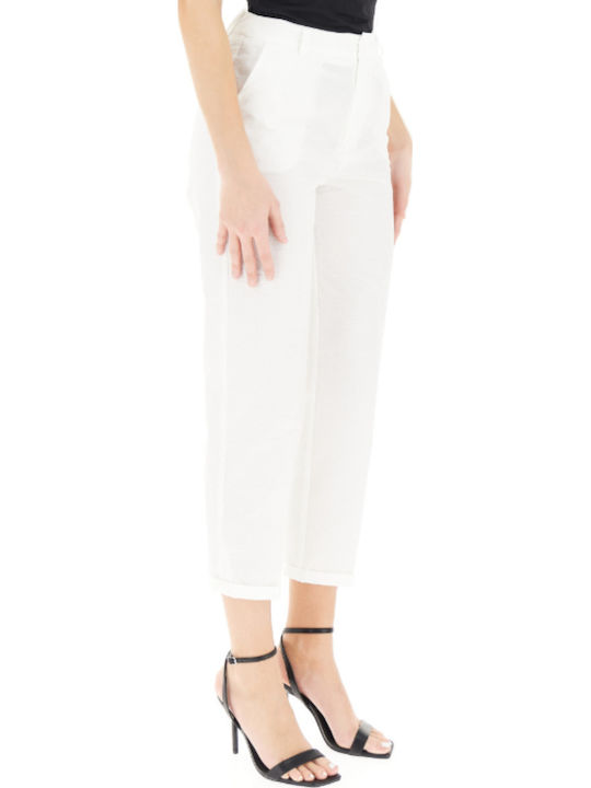 Pantaloni Dama Din Țesătură Bianco