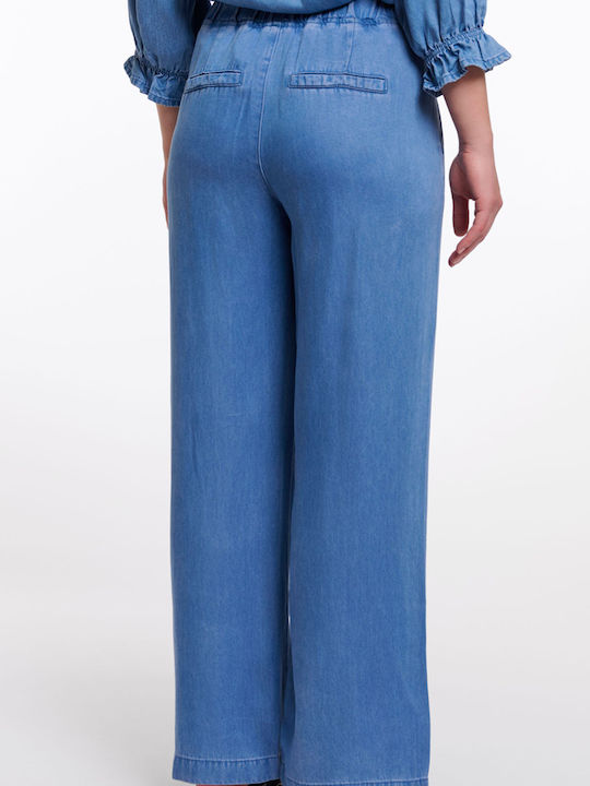 Damenhose mit Gummiband Washed Blau