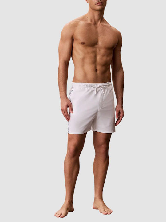 Medium Drawstring Мъжки Бански Плувни Шорти Бял