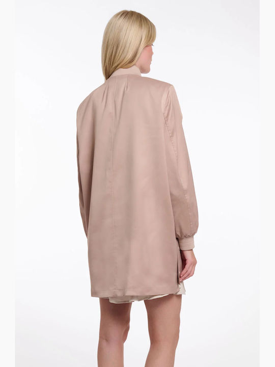 Long Women's Bomber Jacket Smoked Pearl