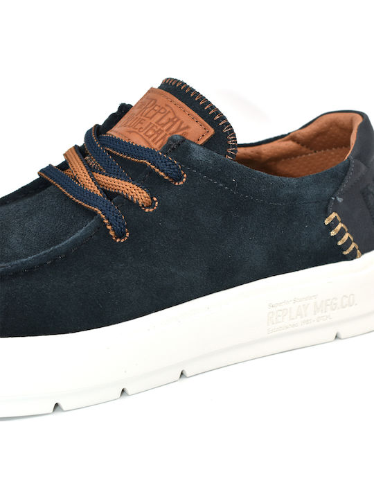 Alcyon Suede Men's Loafers In Blue Color