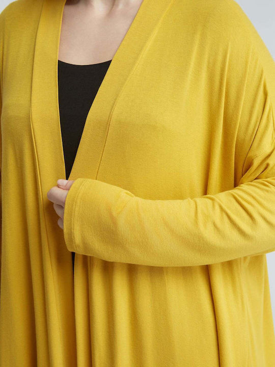 Long Women's Cardigan In Yellow Colour 0039.4519.NETTO-dark-yellow